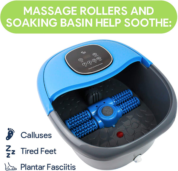 FOOT CURE Foot Spa Massager Basin – Heated Electric Foot Bath Tub with Automatic Massage Rollers & Temperature Control – Luxury Spa Treatment That Rejuvenates Tired Feet & Relieves Pain & Pressure